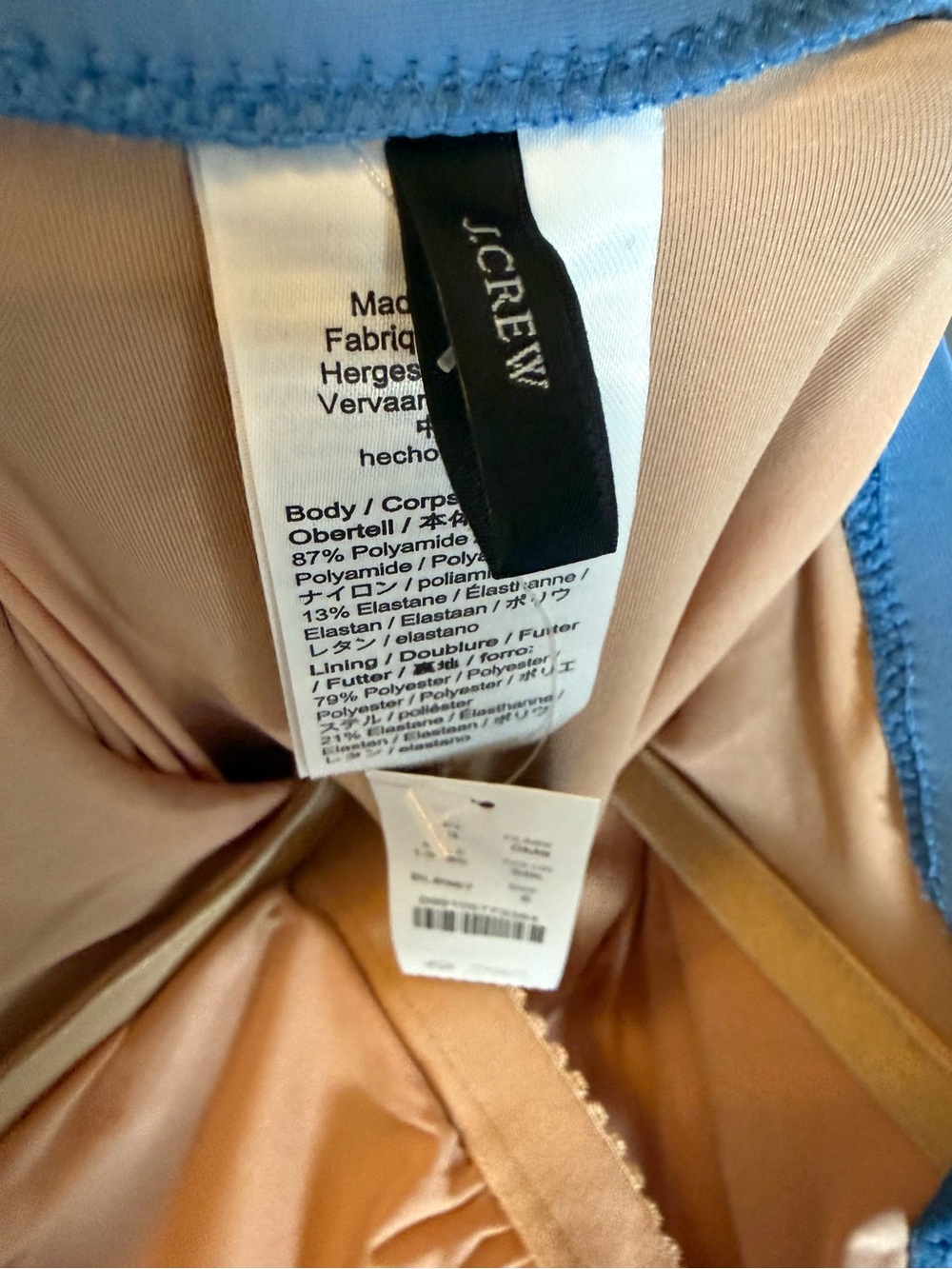 J. Crew Light Blue Ruched One-Piece Swimsuit/ Swimdress - Picture 3 of 6